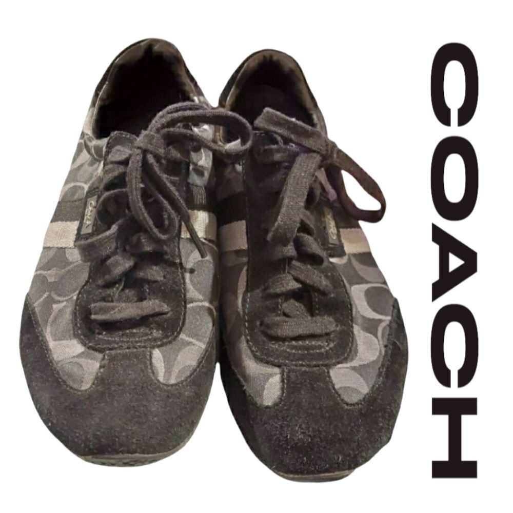 𝅺coach sneakers Womens Black Suede Size 7